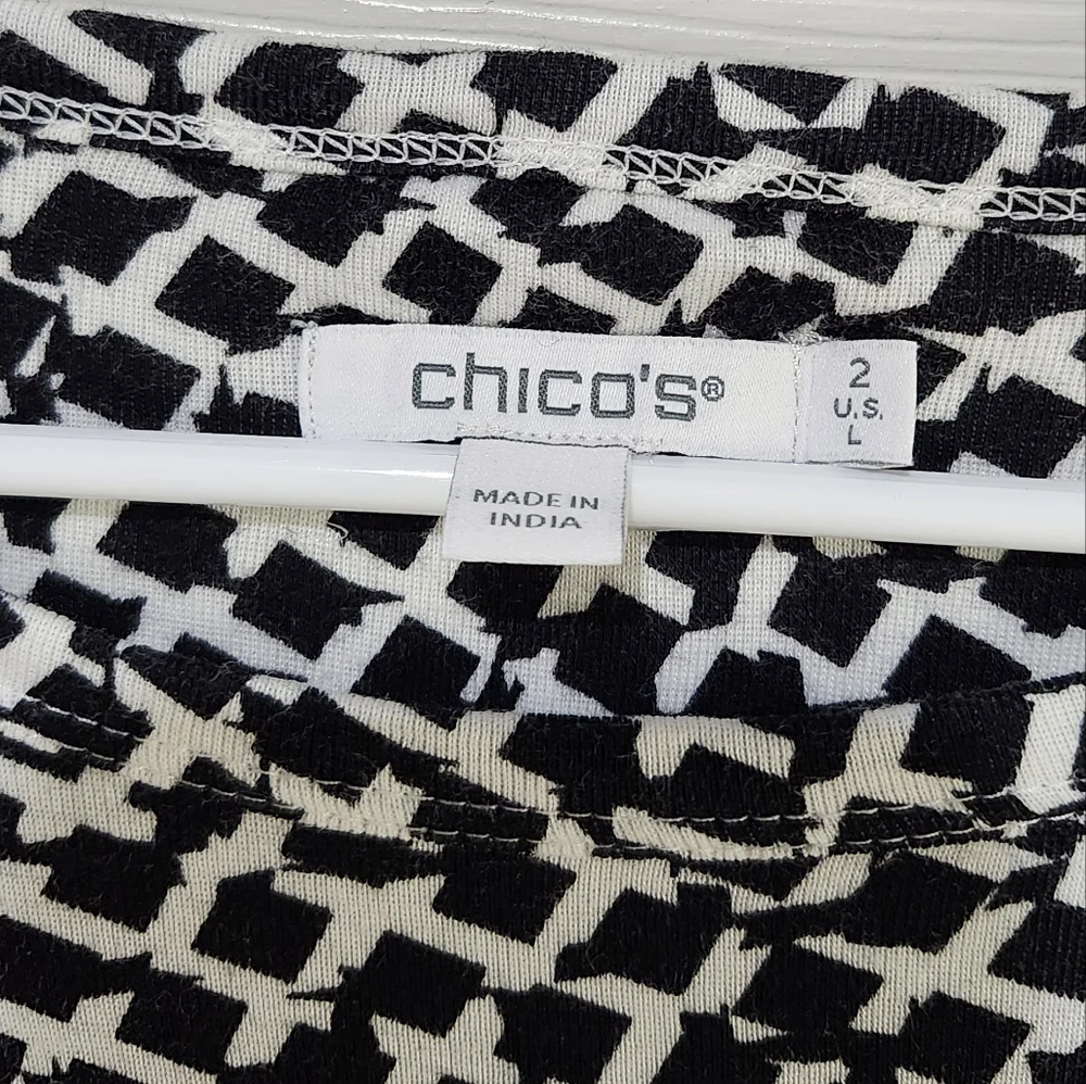Chico's Women's Pima Abstract 3/4 Sleeve Everday Tee Size 2/Large 12